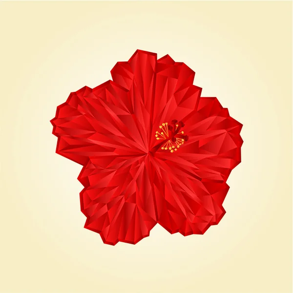 Vermelho hibisco flor polígonos vetor — Vetor de Stock
