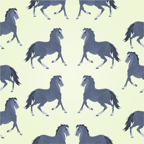 Бесшовная текстура черные лошади жеребцы вектор — стоковый вектор