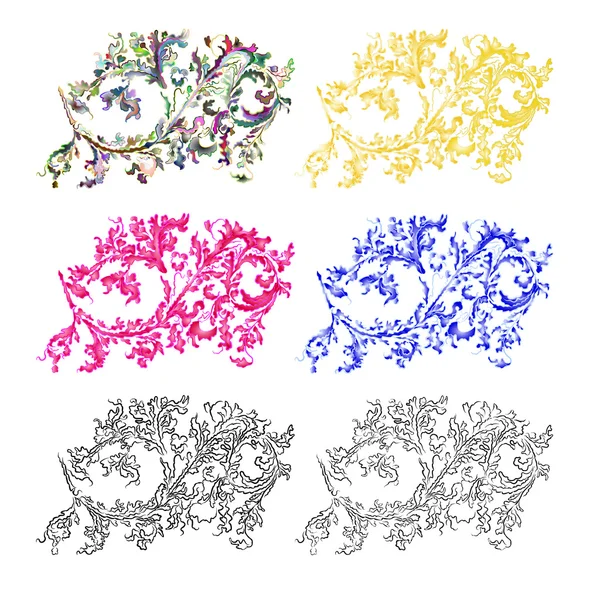 Filigránové ozdoby vintage sady pět vektor — Stockový vektor
