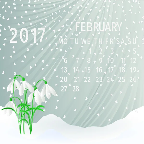 Вектор календаря на февраль 2017 — стоковый вектор