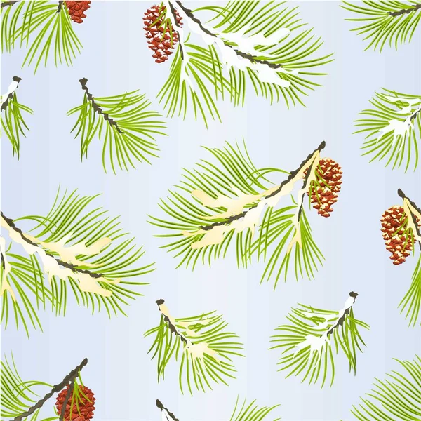 シームレスなテクスチャ装飾クリスマスと新年モミの木の枝黄金と雪の松のコーンヴィンテージベクトルイラスト編集可能な手描き — ストックベクタ