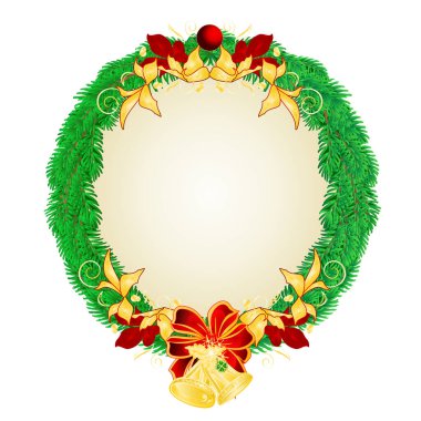 Mutlu Noeller desenli çelenk ve altın çanlar ve şenlikli noktalı suluboya vintage vektör çizimi düzenlenebilir el çizimi