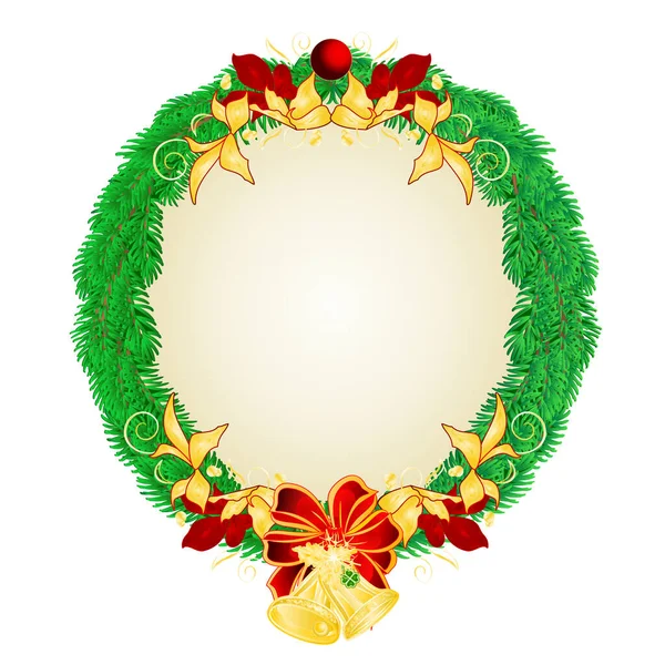 Mutlu Noeller desenli çelenk ve altın çanlar ve şenlikli noktalı suluboya vintage vektör çizimi düzenlenebilir el çizimi