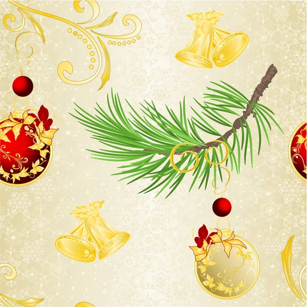 Nahtlose Textur Weihnachten Und Neujahr Dekorative Zweig Weihnachtsbaum Festlichen Weihnachtsstern — Stockvektor
