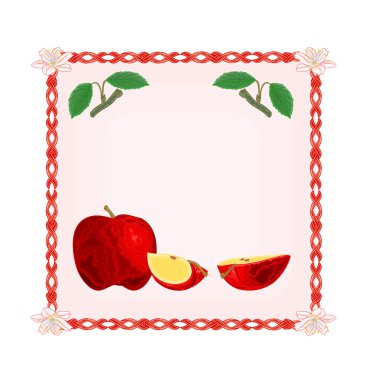 düğme apple ile vektör yaprak