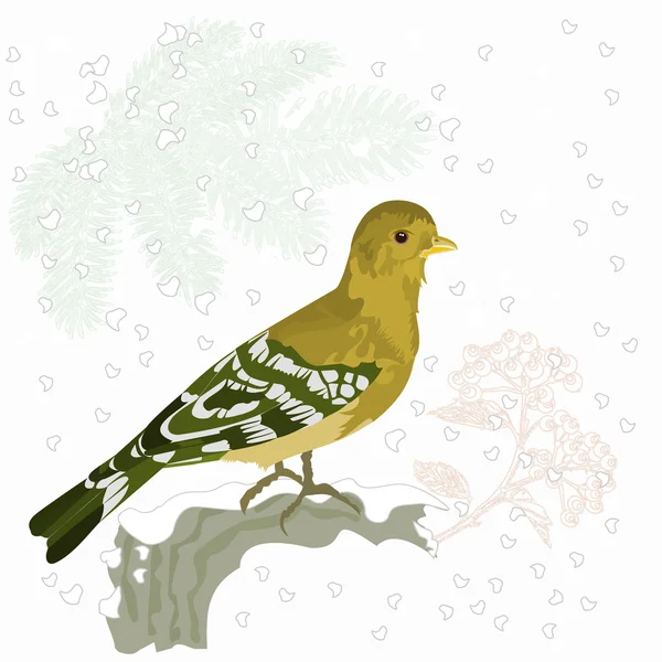 Pták a sněhové vánoční motiv vektor — Stockový vektor