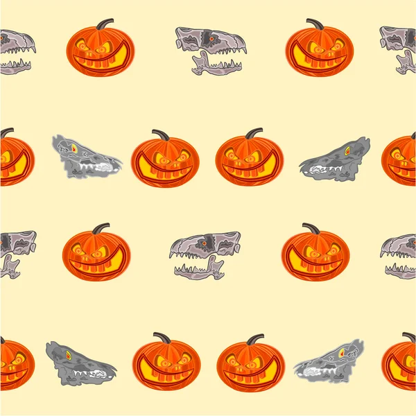 Halloween bezešvých textur dýně a lebka vektorové ilustrace — Stockový vektor