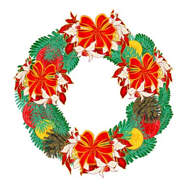 Noel çelenk ile kurdele vektör
