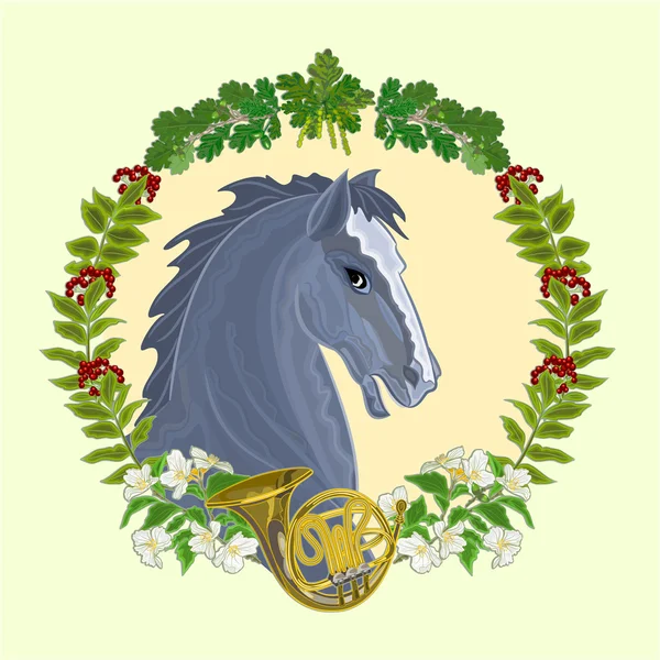 Black horse hunting theme vector — Stock Vector