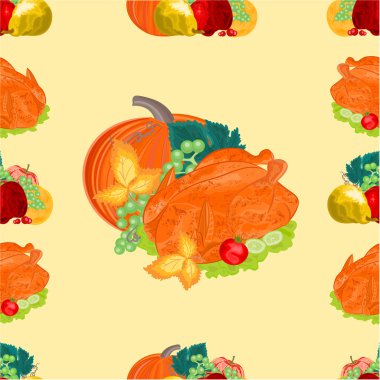 Sorunsuz doku Türkiye ve meyve Şükran günü vektör