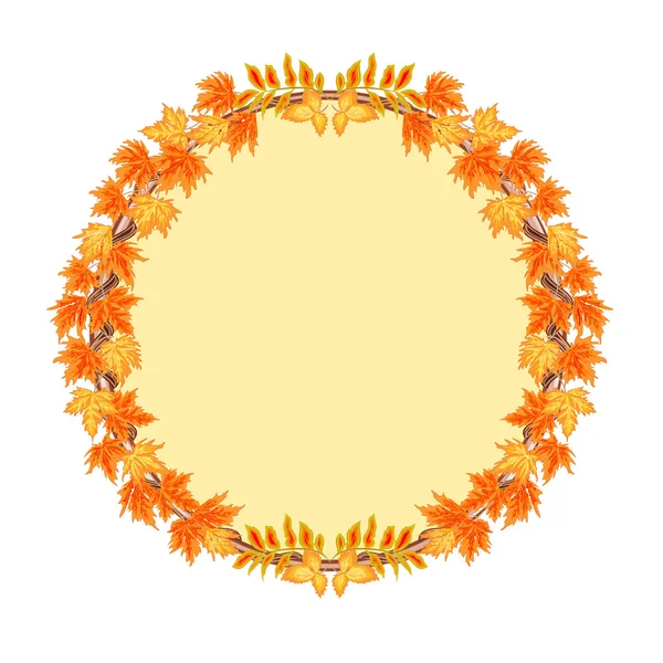 Rahmen rund mit Herbstblättern Vektor — Stockvektor