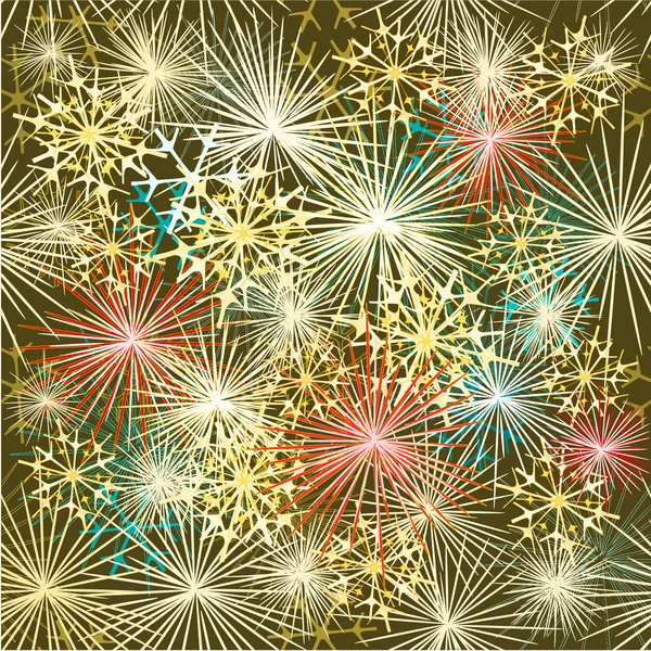 Nuovo anno colorato vettoriale fuochi d'artificio — Vettoriale Stock