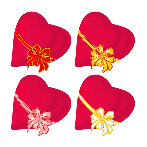 Hart met lint Valentijnsdag vector — Stockvector