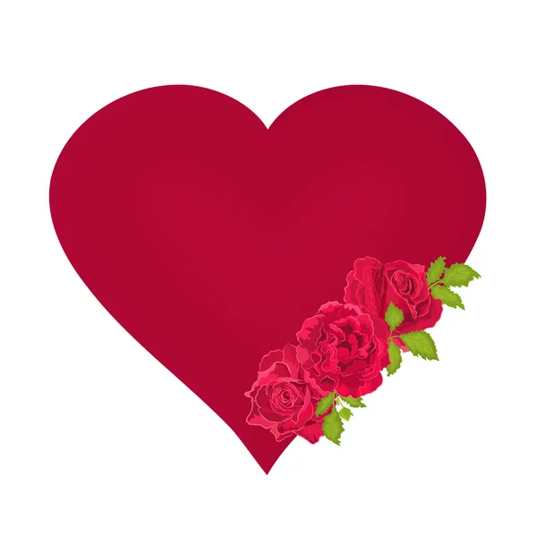 Coeur Saint Valentin avec vecteur roses — Image vectorielle