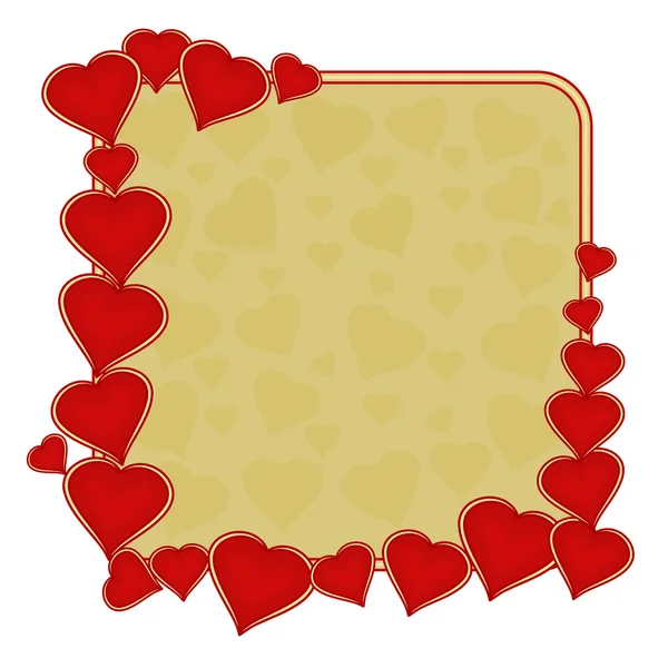 Valentine day frame of hearts gold background vector — Stock Vector