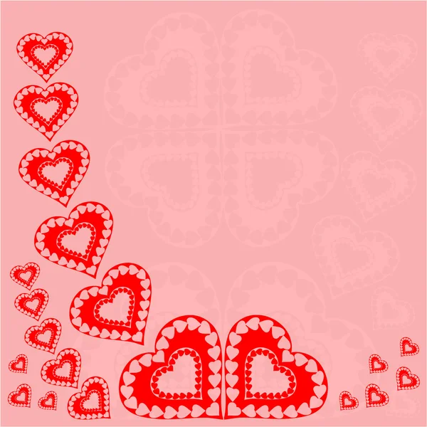 Valentine dag rode harten rode achtergrond vector — Stockvector