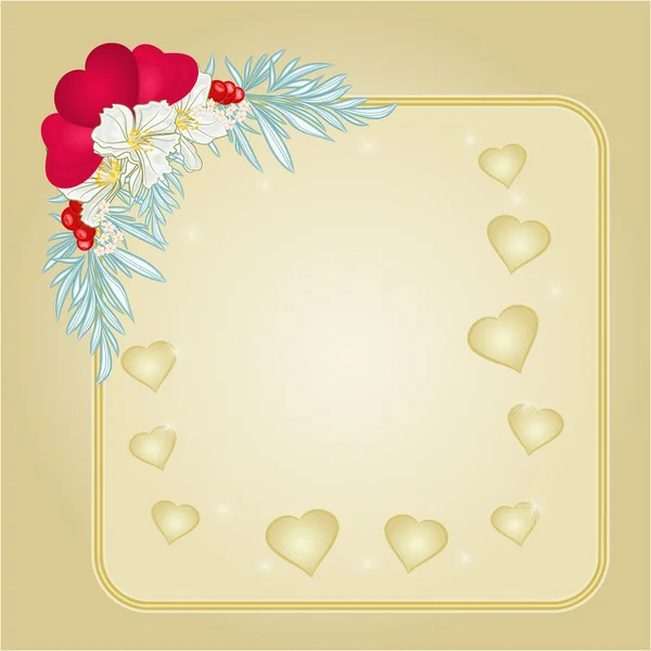 Frame Valentines day hart en jasmijn achtergrond vector — Stockvector