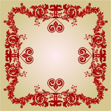 Sevgililer çerçeve tebrik süsler vintage vektör kalp