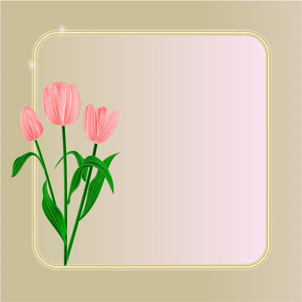 Tulipanes primavera flores marco lugar para el vector de texto — Vector de stock