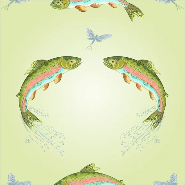 Naadloze textuur Amerikaanse forel springt vector — Stockvector