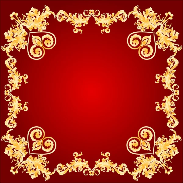 San Valentino Cuori e ornamenti rosso vettore cornice — Vettoriale Stock