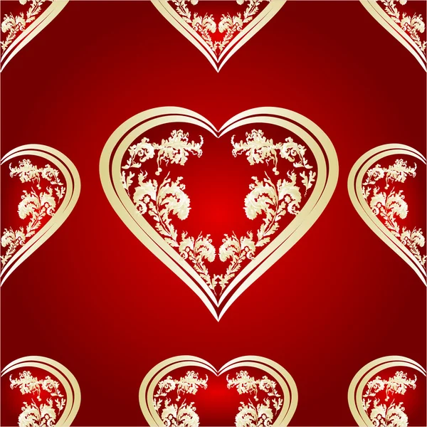 Cadre coeur rouge Vecteur Salutation et ornements — Image vectorielle