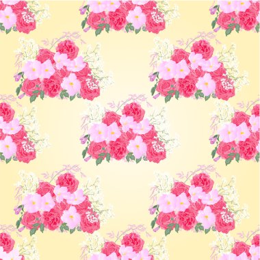 Güller ve orkide vektör sorunsuz doku buket