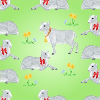 Vektör sorunsuz doku Paskalya kuzu ve Nergis
