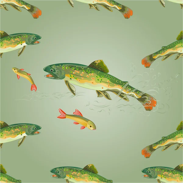 Seamless texture  brook trout  predator vector — Stock Vector