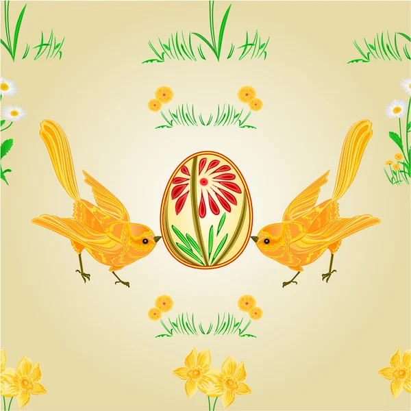 无缝纹理鸟和复活节彩蛋矢量 — 图库矢量图片