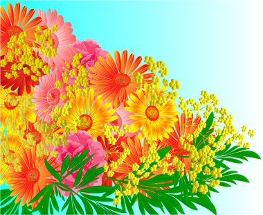 Festive bouquet of gerberas and roses vector