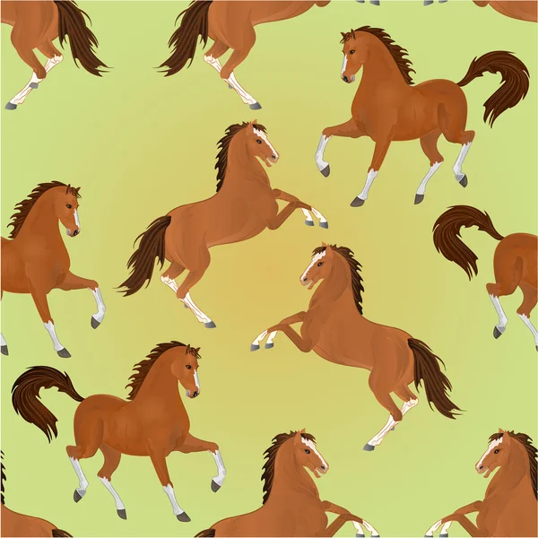 Seamless texture brown horses vector