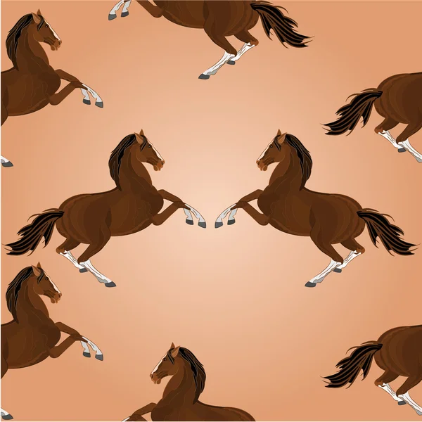 Seamless texture of brown horse jumping vector — Stock Vector