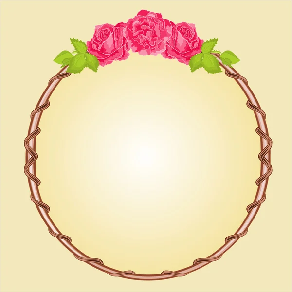 Round frame with roses vector — Stock Vector