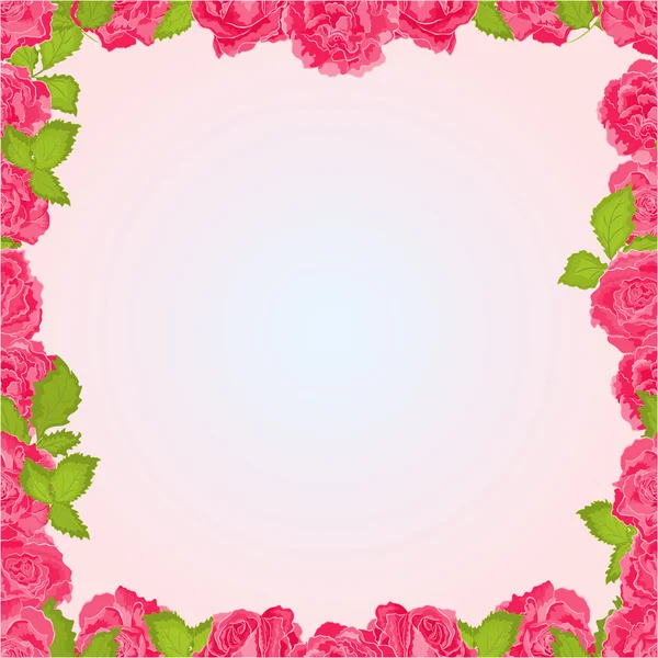 Seamless frame of pink roses vector — Stock Vector