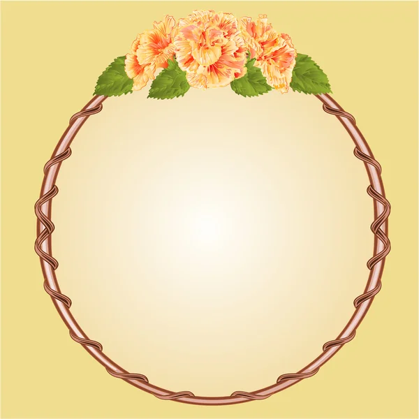 Round frame with yellow hibiscus vector — Stock Vector