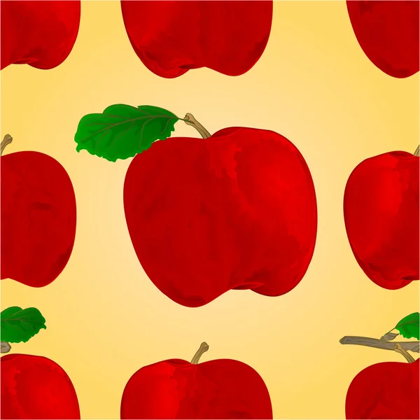Nahtlose Textur eines roten Apfels mit einem Blattvektor — Stockvektor