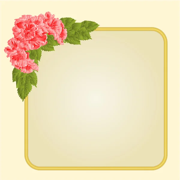 Golden frame with pink hibiscus vector — Stock Vector