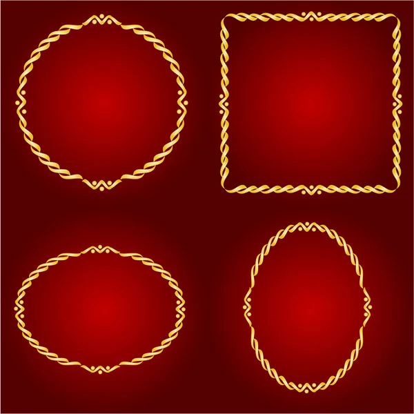Goldrahmen auf dem roten Hintergrundvektor — Stockvektor