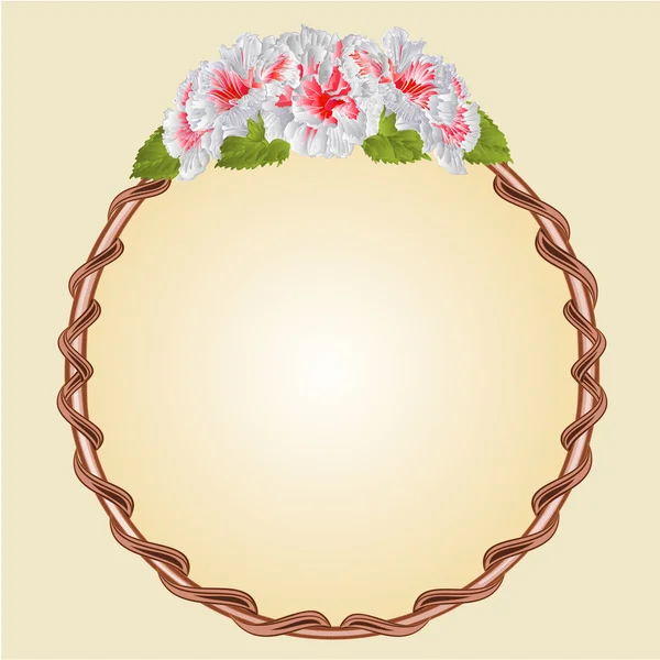 Round frame with whites hibiscus vector — Stock Vector