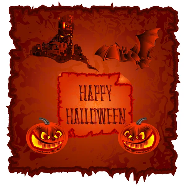 Felice zucca di Halloween e vettore castello infestato — Vettoriale Stock