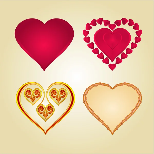 Hearts of various shapes vector — Stock Vector