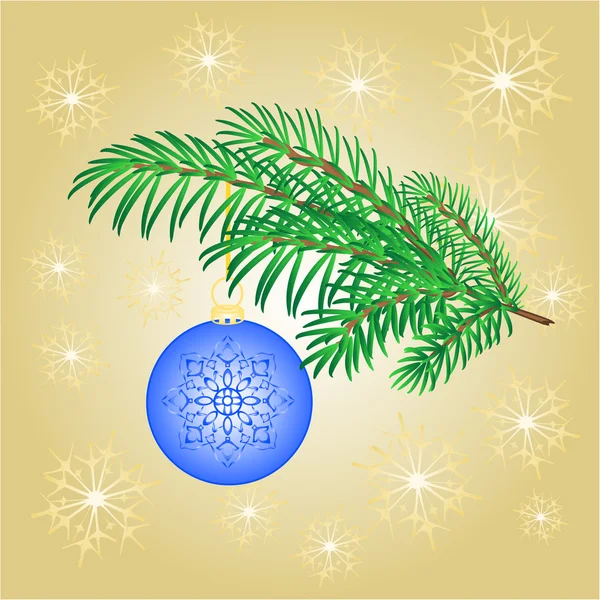Jul dekoration gren med blå bollar vektor — Stock vektor