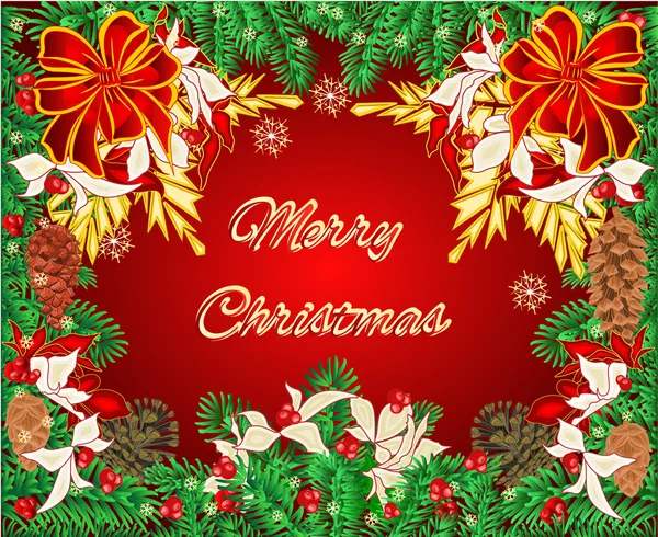 Panier de décoration de Noël avec branches et boules vecteur — Image vectorielle