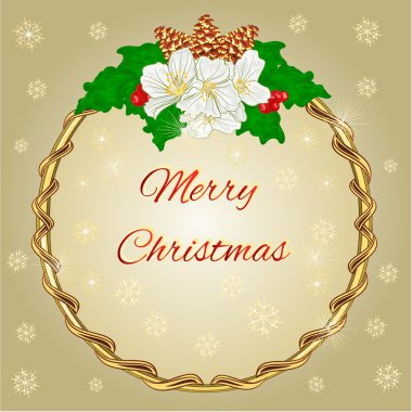 Neşeli Noel dekorasyonu yuvarlak Yasemin vektör çerçeve