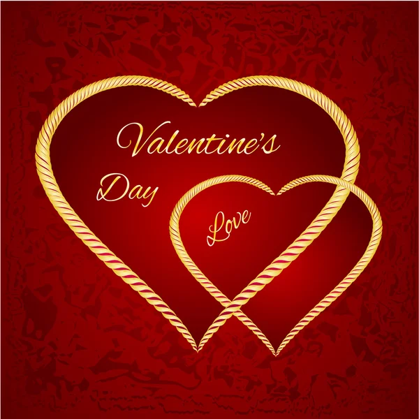 Valentine den dva zlacené srdce vektor — Stockový vektor