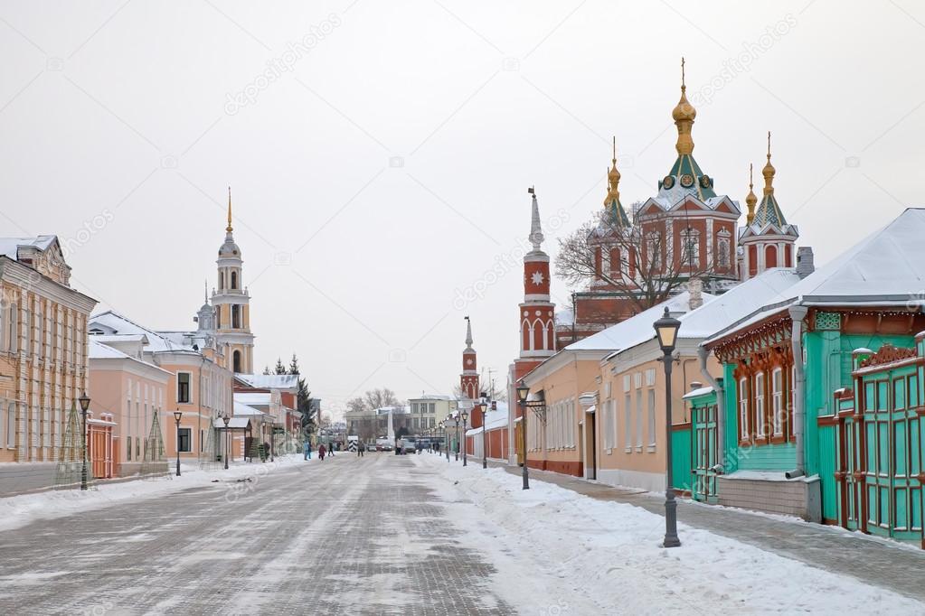 Russia. The Kolomna city. Old street of the Kolomna Kremlin