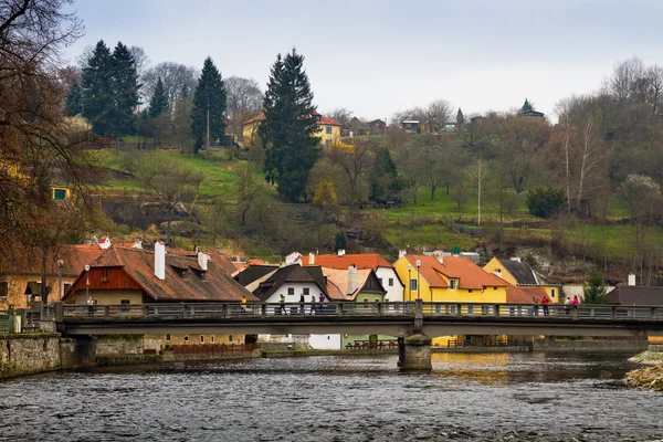 Czech Republic. Cesky Krumlov. The bridge on the river Vltava — Stock Photo, Image