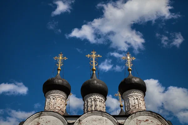 Zaraysk Kremlin. The architectural monument of the XVI century. The domes of St. Nicholas Cathedral 1681 against the sky. Russia. The Moscow region. Zaraysk — Stock Photo, Image