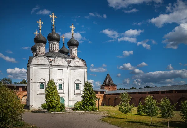 Zaraysk Κρεμλίνο. Το αρχιτεκτονικό μνημείο του 16ου αιώνα. 1681 καθεδρικός ναός του Αγίου Νικολάου και το φρούριο τοίχο στο φόντο. Η περιοχή της Μόσχας. Zaraysk — Φωτογραφία Αρχείου